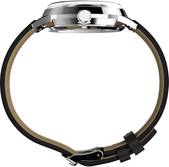 Timex Men's Peanuts x Marlin Saxophonist Automatic 40 mm Watch - Black Leather Strap with Silver-Tone Dial and Stainless Steel Case TW2W68800