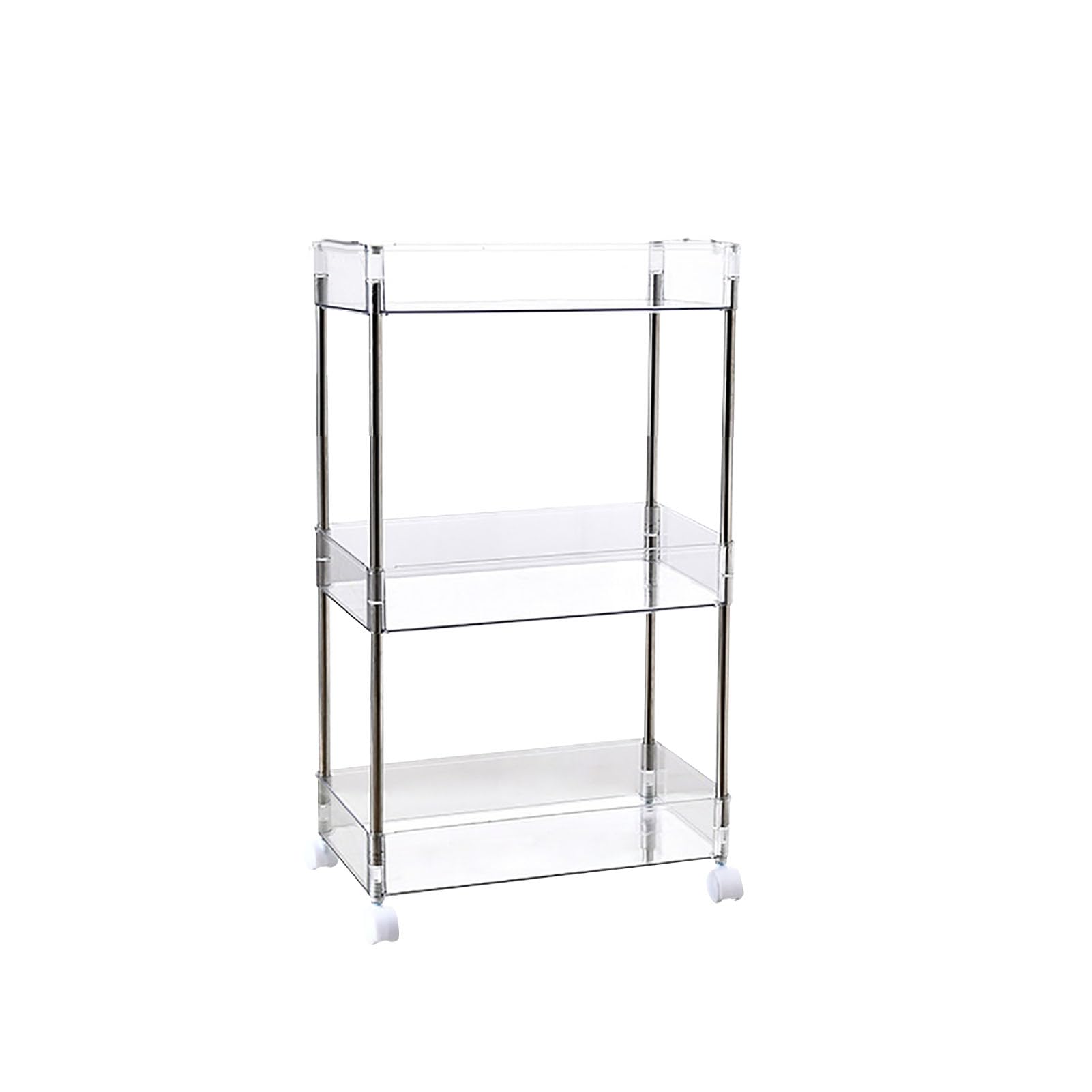 Carrito de almacenamiento de acrílico delgado con ruedas, organizador transparente para cocina, baño, dormitorio, sala de estar, (3 capas)