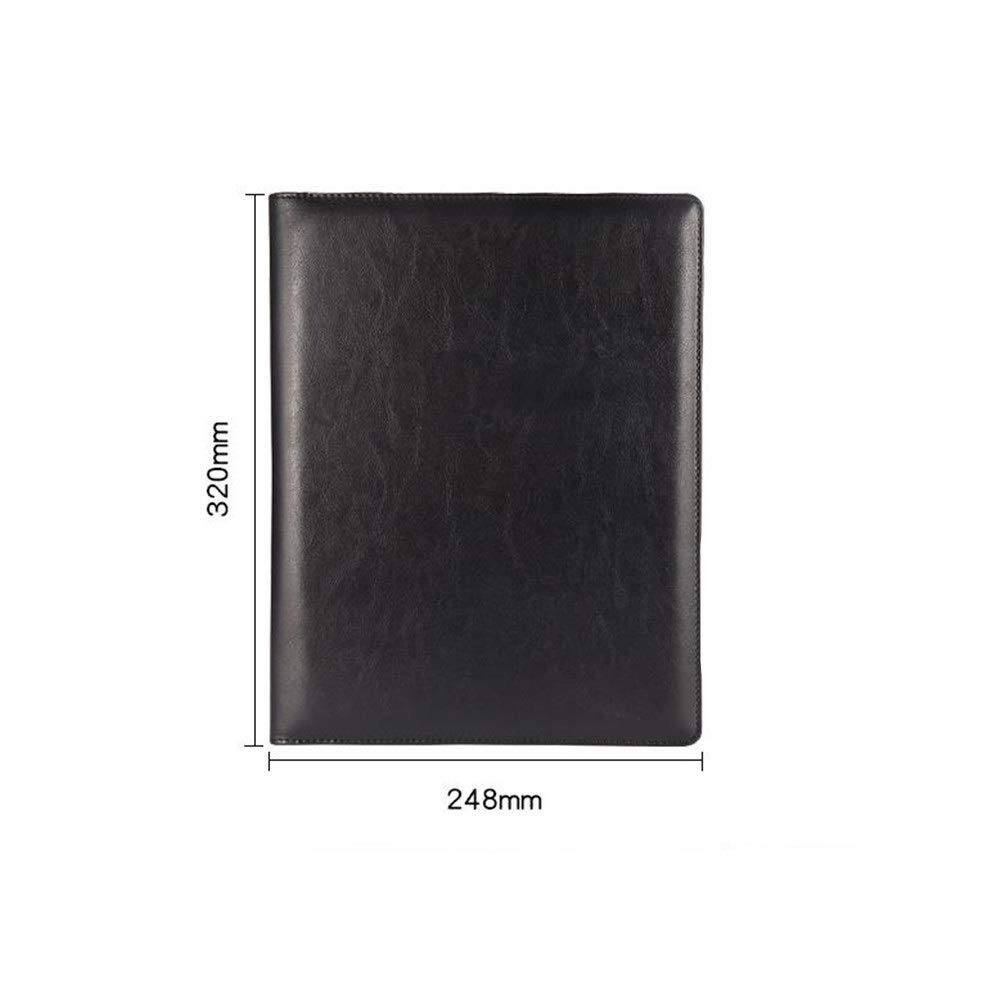 Carpeta de conferencias, multifunción, con calculadora, profesional, para entrevistas, currículum, organizador de archivos, bolsa de documentos de negocios (negro, 320 x 248 mm)
