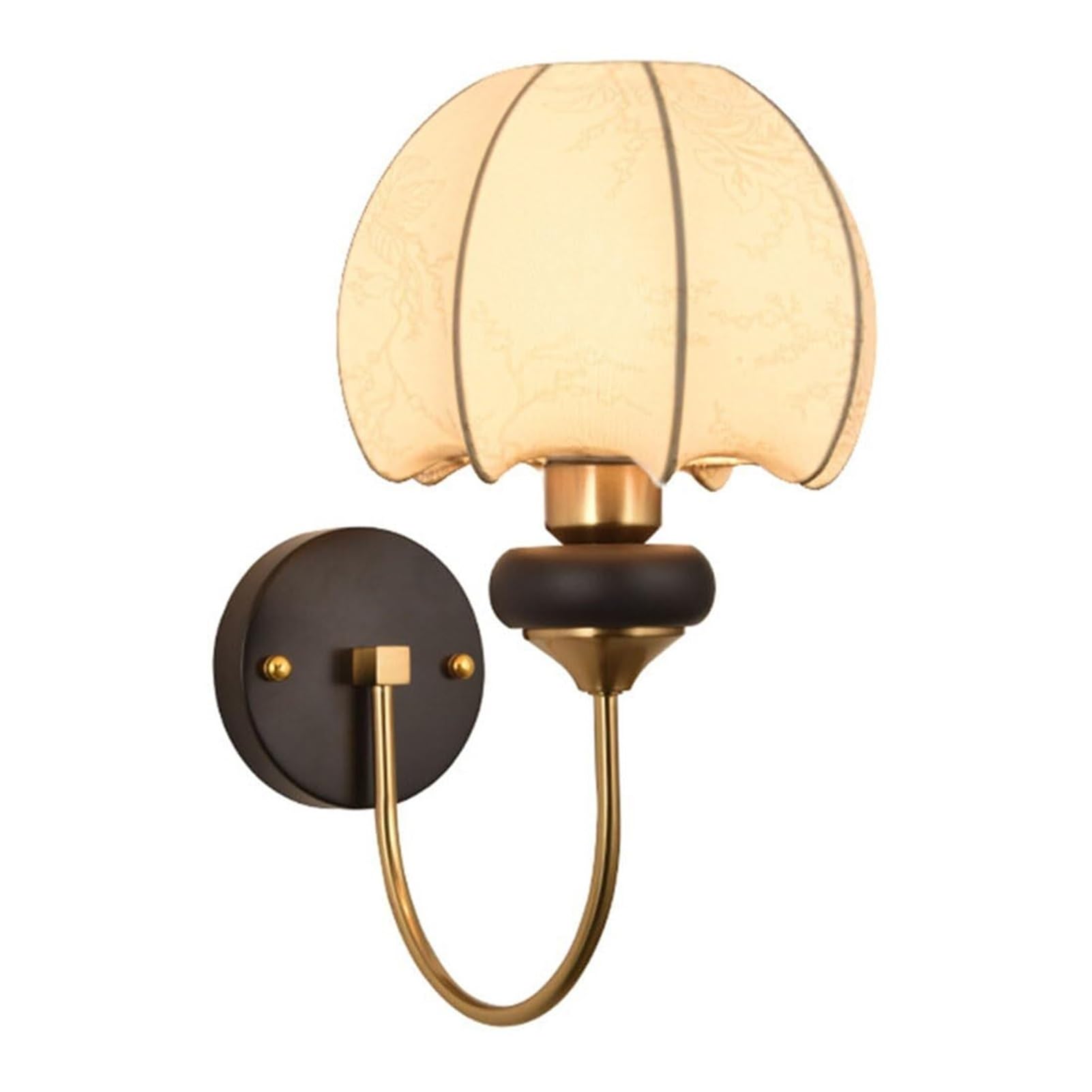 HUAYUSEDF Industrial Fabric Shade Retro Brass Wall Sconce for Bedroom Bedside Living Porch Entryway Dining(C)