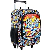 Boys Suitcase, Kids Water Resistant Rolling Luggage, Cool Car Racing Travel Carry on for Elementary Preschool Toddler