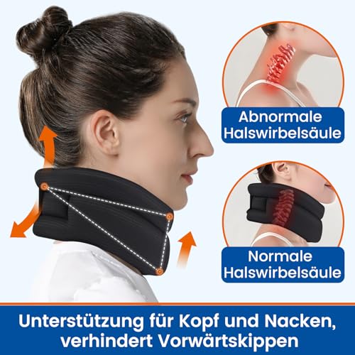 Willcom Nackenstütze für Nackenschmerzen Unterstützung, Weich Halskrause für Schlafen, Wirbel Ausrichten und Stabilisieren, Entlastet Druck in der Wirbelsäule (Schwarz, Medium, 29-35CM)