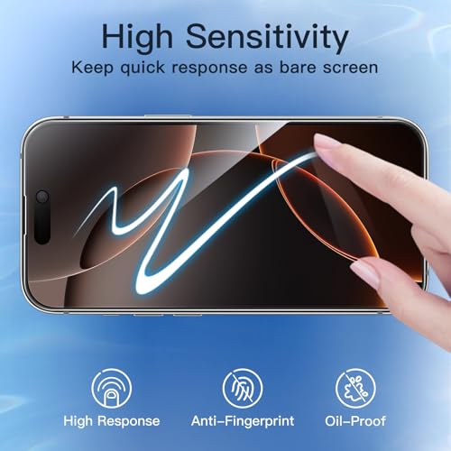 Image of JETech Privacy Full Coverage Screen Protector for iPhone 16 Pro Max 6.9-Inch, Black Edge Anti-Spy Tempered Glass Film with Easy Installation Tool, Case-Friendly, 2-Pack