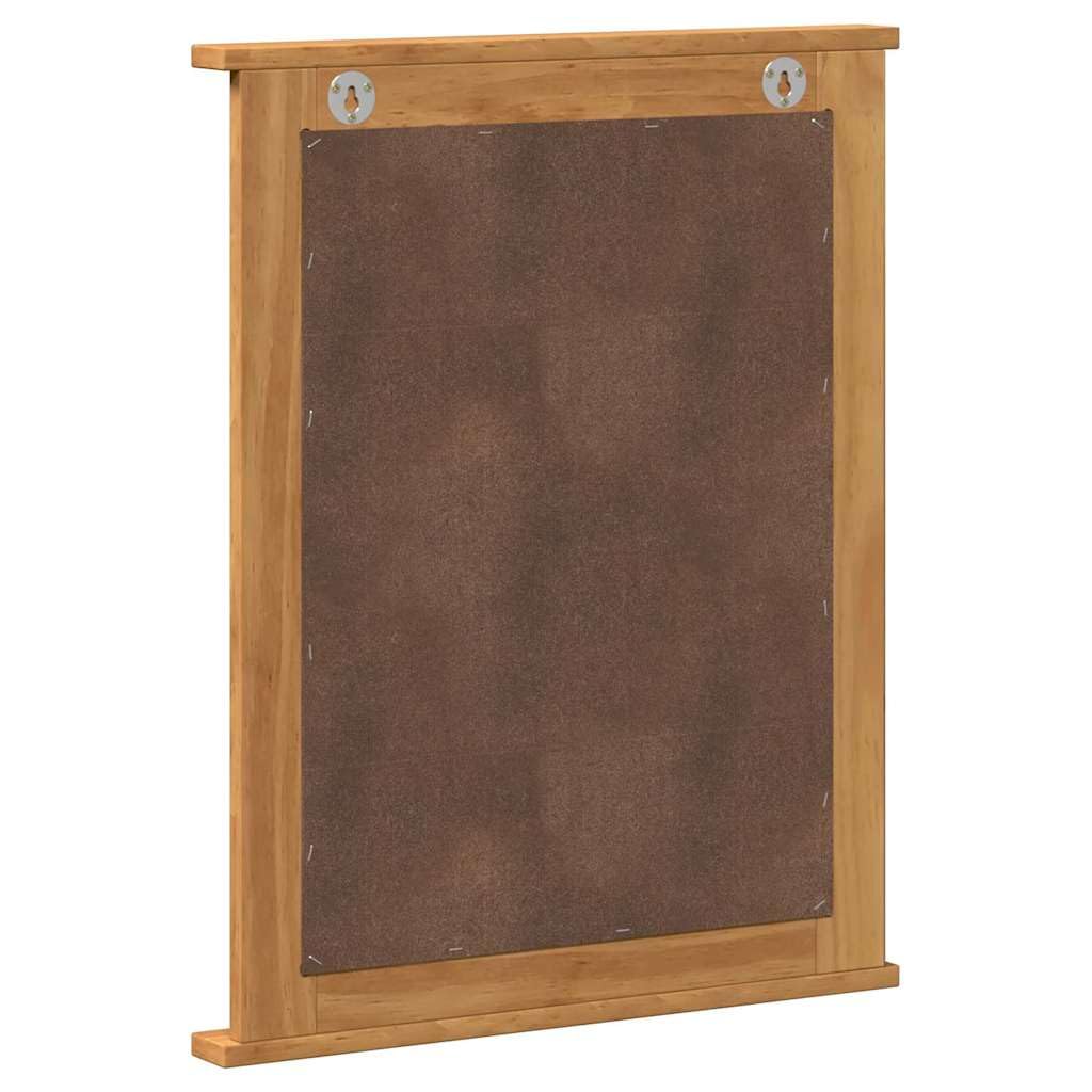 Lustro VIGO miodowo-brązowe z litego drewna sosnowego, 55,5 x 5 x 70 cm, prostokątne, lustro ścienne do łazienki, sypialni, korytarza, z metalowymi uchwytami i wyraźnym odbiciem światła
