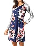 ROOSEY Women's Beach Floral Shift Dress V Neck Cold Shoulder Open Sleeves Tunic
