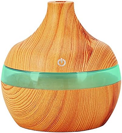 Aitemay Mini Wooden Aroma Humidifier Atomizer USB Air Purifier Ultrasonic Touch Light for Home Office Baby Room Bedroom 300ML (Drops Water)