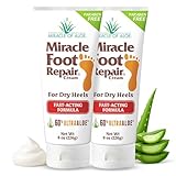 Miracle Foot Repair Cream (8 oz / 2-Pack) Repairs Dry Cracked Heels and Feet, 60% Pure UltraAloe Moisturizes, Softens, and Repairs