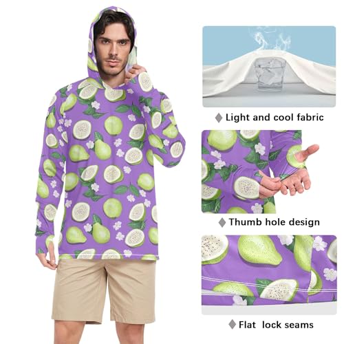 Fresh Guava Fruit Purple Men's Sun Shirts Hoodies Long Sleeve Active Wear Fishing Shirt UPF 50+ S4