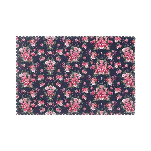 Lot de 6 sets de table polyester lavables résistants chaleur pivoines - 2