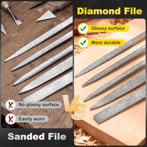 HARFINGTON 5Pcs Diamond File 5 x 180mm 100 Grit Diamond Needle Silver Files for Metal Glass Wood Stone Grinding Polishing Engraving, Half-Round by HARFINGTON - Image 5
