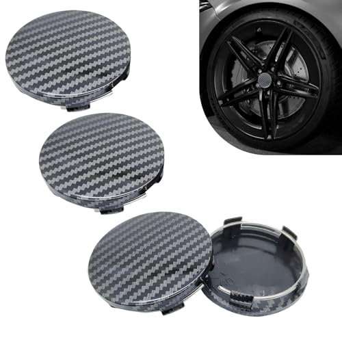 Diamall 4-Pack Carbon Fiber Wheel Center Caps – ABS Rust-Proof Snap-in Hub Caps for Rims - OD 2.36