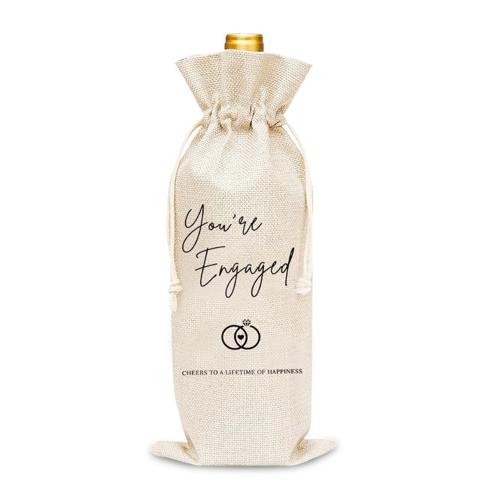 Engagement Gifts for Couples Women Men Engagement Wine Bottle Gift Bag You're Engaged Champagne Bottle Gift Bag for Fiance Fiancee Bachelorette Party Newly Christmas Gifts for Wine Lovers Couples