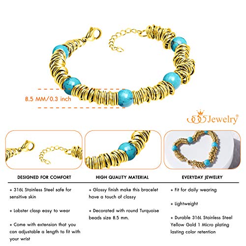 555Jewelry Stainless Steel Extendable Charm Discs & Beads Bracelet for Women4