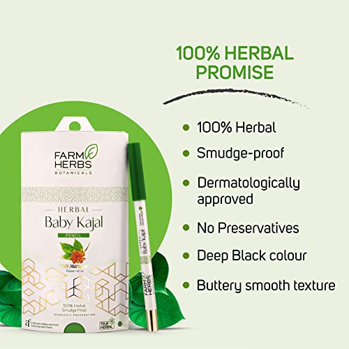 Farmherbs 100% Herbal Kajal Pencil for Baby - Certified Lead-free, Irritation-free, Natural Olive with Marigold, Waterproof, Preservative-free with Advanced Technology from... - Image 3