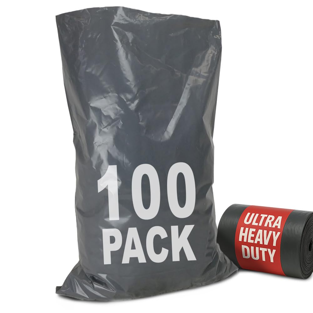 Polythene Rubble Sacks - ULTRA Heavy Duty Rubble Bags - Extra THICK Industrial Grade Builders Rubble Bags (100 Pack)