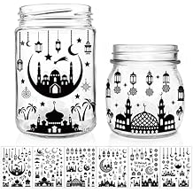 Jutom 1135 Pieces Eid Mubarak Decoration Decals Ramadan Mubarak Jar Decals Eid al Fitr Ramadan Kareem Stickers Removable Window Clings Container Labels for Ramadan Muslim Party Decorations Supplies