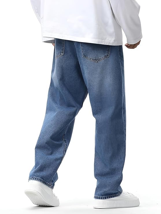 Image of INKKR Men Jeans||Regular Straight Fit Jean's||Loose Fit High Rise Denim Cotton Jeans||