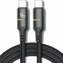 Cabo USB-C Tipo C 66w Trançado De Nylon Preto Compativel com Iphone 15,15 Pro/Max, Compativel iphone16,16 Pro/Max IOS/Android Certificado Premium Reforçado