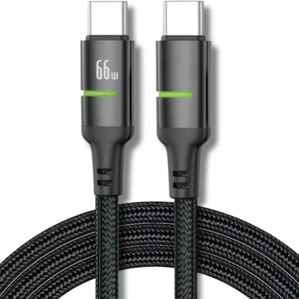 Cabo USB-C Tipo C 66w Trançado De Nylon Preto Compativel com Iphone 15,15 Pro/Max, Compativel iphone16,16 Pro/Max IOS/Android Certificado Premium Reforçado