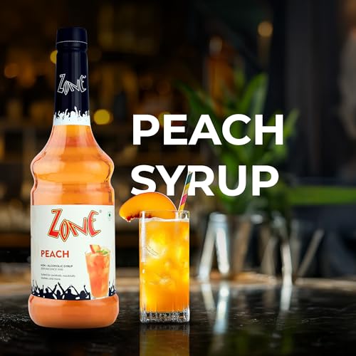 Image of Zone Peach Flavoured Syrup 1000ml - Juicy Peach Flavoured syrup for Mocktails, Iced Teas, Coolers, Smoothies & Summer Drinks |1 Litre - More Servings, Perfect For Cafe Restaurants & Professional Use
