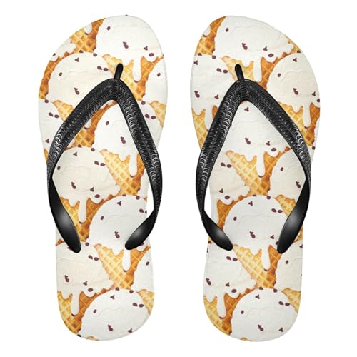 Burbuja Creamy Vanilla Ice Cream Flip Flops for Women Men, Soft Thong Sandals Rubber Slippers for Pool Beach Essentials