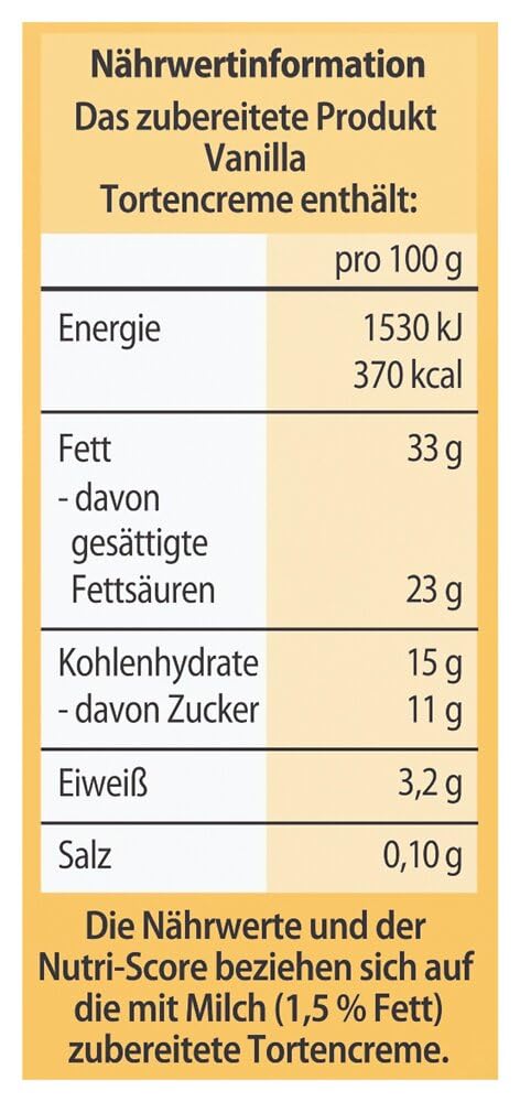 Dr. Oetker Tortencreme Vanilla 11 x 140 g – Verwirklichen Sie Ihren persönlichen Tortentraum mit der Dr. Oetker Tortencreme Vanilla, die allen Torten mit Creme einen leckeren Geschmack nach Vanille verleiht.