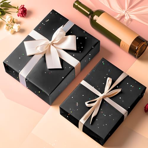 Image of Black Glitter Tissue Paper for Gift Bags 36 Sheets 14x20 Inch - Recyclable Wrapping Paper for Weddings, Birthdays, Party & Festival Decorations DIY Craft Supplies