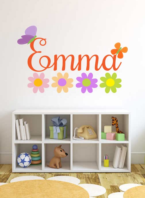 Vinilo Decorativo Nombre Personalizado Flores Mariposa 15x10" miniatura 6