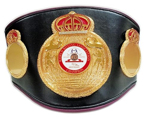 WBA Championship Title Belt | Adult Full Size | 4mm Heavy Zinc Alloy Gold Plates | Genuine Black Leather | World Boxing Association Premium Collector Edition