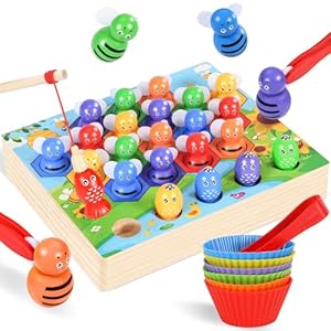 Ophy Juguetes Montessori de Combinación de Color para Contar – Juguetes Apilar Habilidades Matemáticas y Clasificación Juguetes Educativos con Tazas Y Pinzas Regalo Niños 2 3 4 5 Años Juego de Pesca