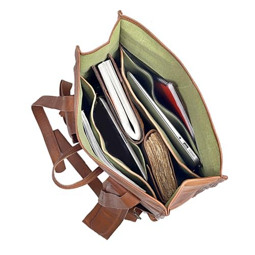 cuero Handmade Genuine Vintage Leather Backpack for Men Camping Travel Rucksack Bag Full Grain Goat Leather Casual Laptop Work Backpack For Men and Women Roll Top Backpack Brown2