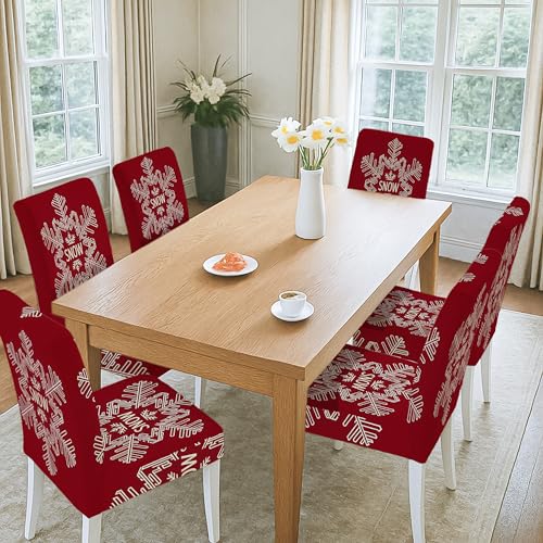Housse de chaise flocon de neige extensible lot de 6 pour masquer les taches