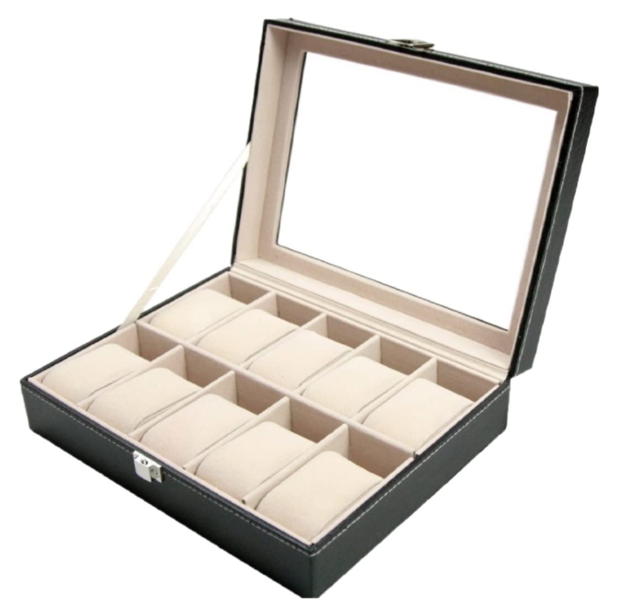 Caja De Reloj Elegante Caja De Colección De Relojes De Cuero PU con 10 Ranuras, Soporte Transparente para Reloj De Pulsera, Caja Organizadora De Almacenamiento Estuche para Relojes