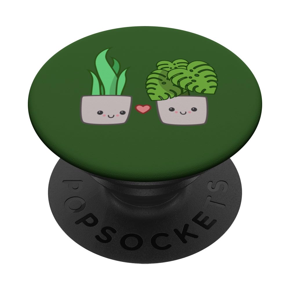 Plants in Love Monstera Deliciosa Swiss Cheese Snake Plant PopSockets Swappable PopGrip, Black