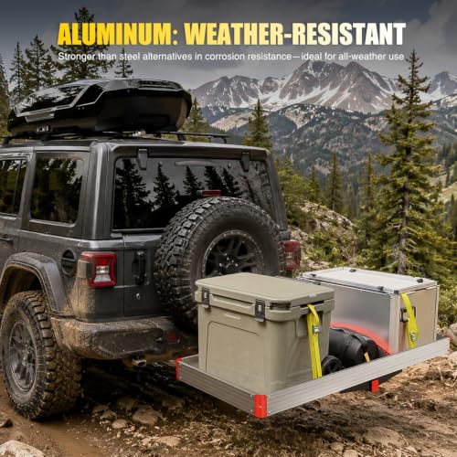 Nilight Aluminum Hitch Cargo Carrier 60" x 22" x 3.25" inclu. Ratchet Straps & Stabilizer, 500 lbs Cargo Basket for 2" Receiver, Lightweight Rust Resistant Rear Luggage Rack for SUV Truck by Nilight - Used condition - Image 9
