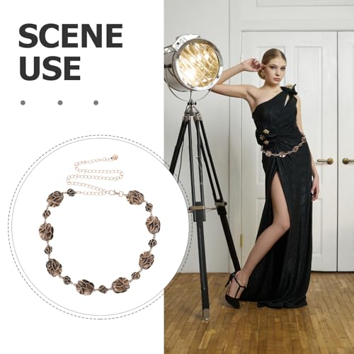 PRETYZOOM Flower Chain Belt: 120cm Adjustable Retro Floral Metal Waist Belt For Women - Versatile Chain For Dresses Jeans & Bohemian Style Outfits3