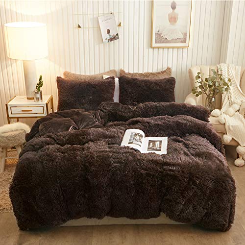 XeGe Plush Shaggy Duvet Cover Set Luxury Ultra Soft Crystal Velvet Bedding Sets