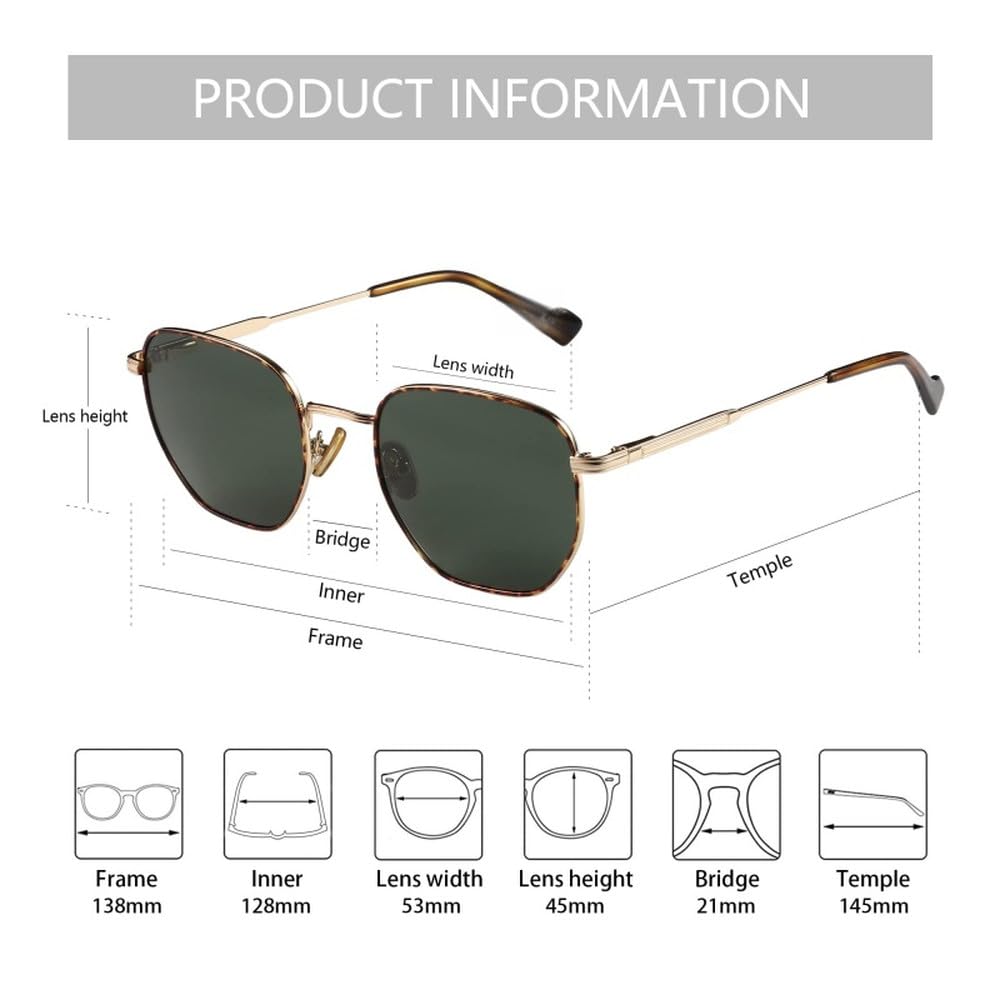 Gafas de sol polarizadas de estilo retro con montura metálica y protección UV.