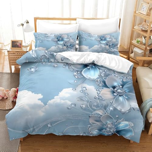 Housse de Couette 3D Confortable pour Lit Double Facile à Enfiler - 3