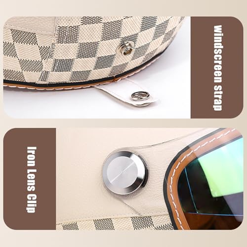 Gniubbdb Casco Jet Bluetooth Casco Moto Certificazione Ece Casco Pelle Casco Scooter Casco Jet Per Adulti Uomo Donna Con Doppia Visiera Parasole B-1,L (57-59 Cm) - 6