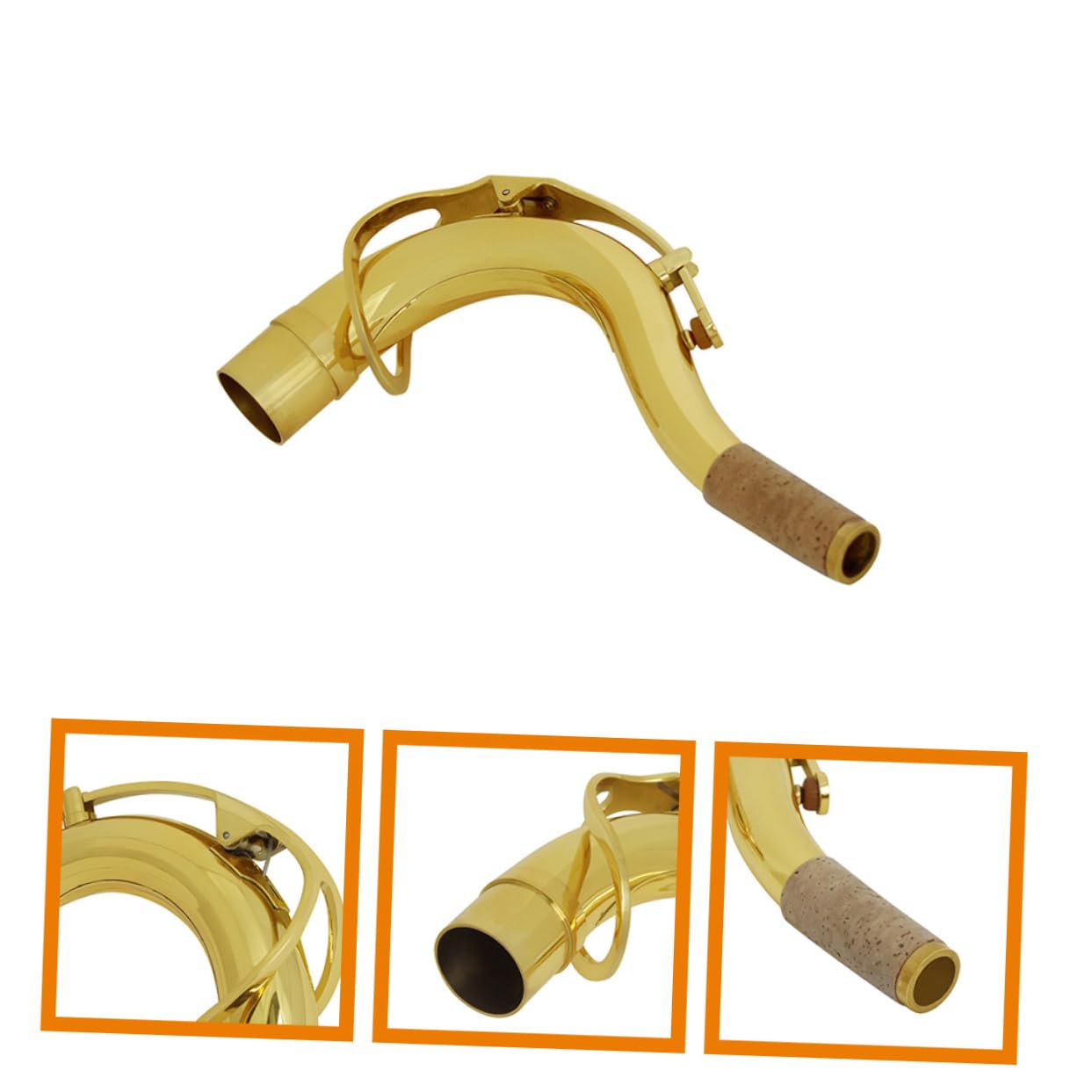 Abaodam Manico Curvo in Ottone Placcato in Argento per Sassofono Tenore Sostituzione del Manico per Sax Parte di Ricambio per Sassofono in Sib