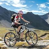Max4out 26 Inch Folding Mountain Bike, 21 Speed Full Suspension Bicycle with High-Carbon Steel, Dual Disc Brake Non-Slip Quick Release tire MTB for Adults/Men/Women, Black Type A