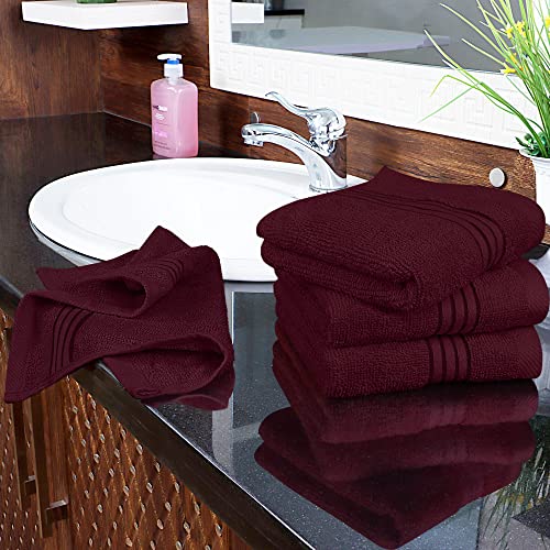 Utopia Towels 12 Pack Premium Wash Cloths Set, 12 by 12 Inches, 100% Cotton Ring Spun, Highly Absorbent and Soft Feel Washcloths for Bathroom, Spa, Gym, and Face, Burgundy, 216 Pack