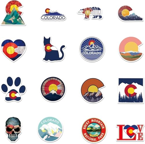 51Pcs Colorado Stickers Love State Flag Trendy Waterproof Vinyl Decors for Water Bottle Laptop Notebook Luggage Phone Suitcase Cars Bumper for Teenagers, Assorted