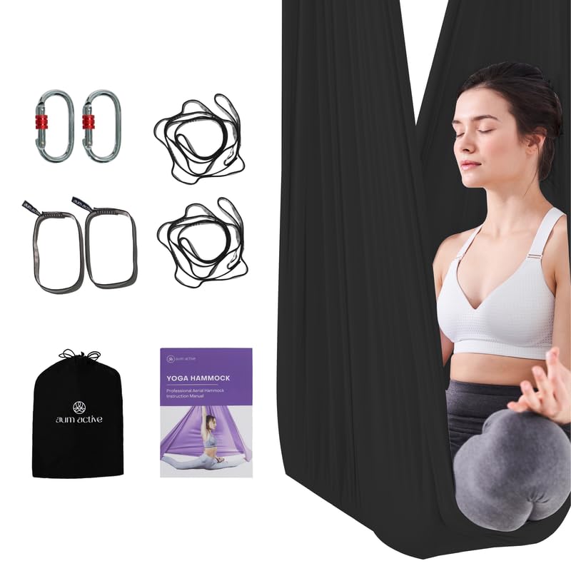 Aerial Yoga Hammock 5.5 Yards - Durable Aerial Silk with Extension Straps, Carabiners, Ceiling Mounts, and Pose Guide - Ariel Silks for Home, Complete Yoga Hammock Kit for All Levels-image-11