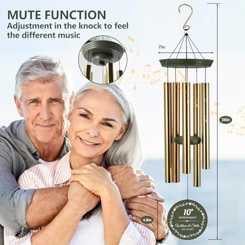 Image of ASTARIN Tree of Life Wind Chimes, Personalized Wind Chimes for 50th Anniversary for Parents Couple, Romantic Idea for Mom Dad Keepsake Gifts