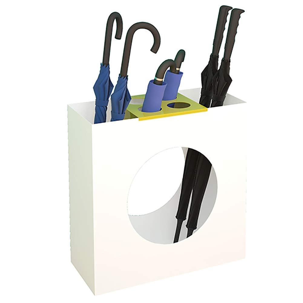 Porte-parapluie métal blanc au design géométrique et épuré