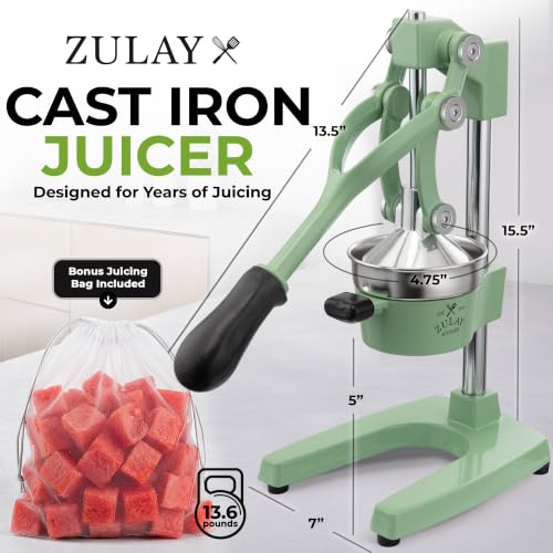 Image of Zulay Kitchen Cast Iron Juicer - Heavy Duty Manual Juicer with Detachable Strainers for Easy Cleaning, Orange Juice Press for Citrus Fruits, Perfect for Bartenders, Juice Lovers & Health Enthusiasts