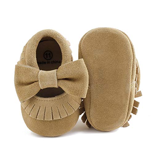 Delebao Infant Toddler Baby Soft Sole Tassel Bowknot Moccasinss Crib Shoes (12-18 Months)