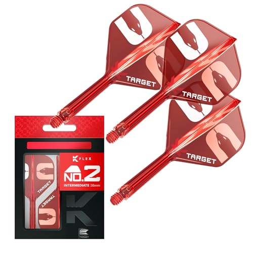 Target Darts Nathan Aspinall “ASP” K-Flex Flight & Shaft System, Red | No.2 Kflex – Intermediate (26mm) All-in-One K Flex Flights und Shafts, professionelles Dartzubehör